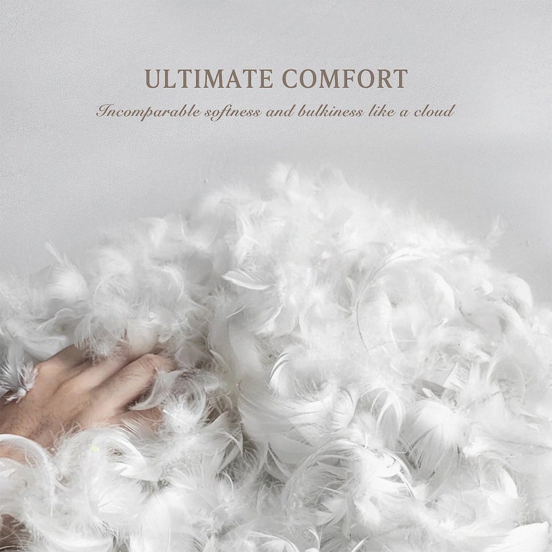 kathy ireland Royal Luxe Formerly Twin Size White Goose Feather and Down Comforter - 100% Cotton All Season Lightweight Hypoallergenic Duvet Insert with Corner Tabs, 68"x 88" - Image 3
